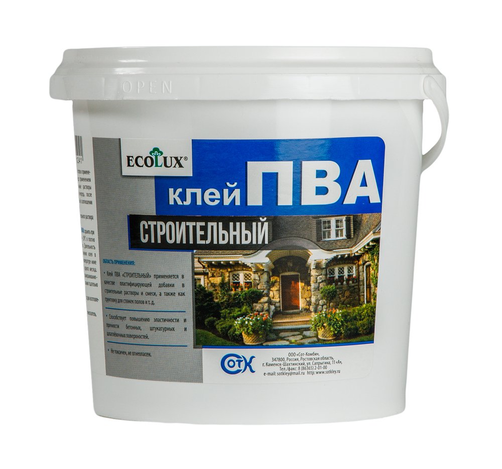Строительный клей ПВА ECOLUX 10 кг 4607133681296