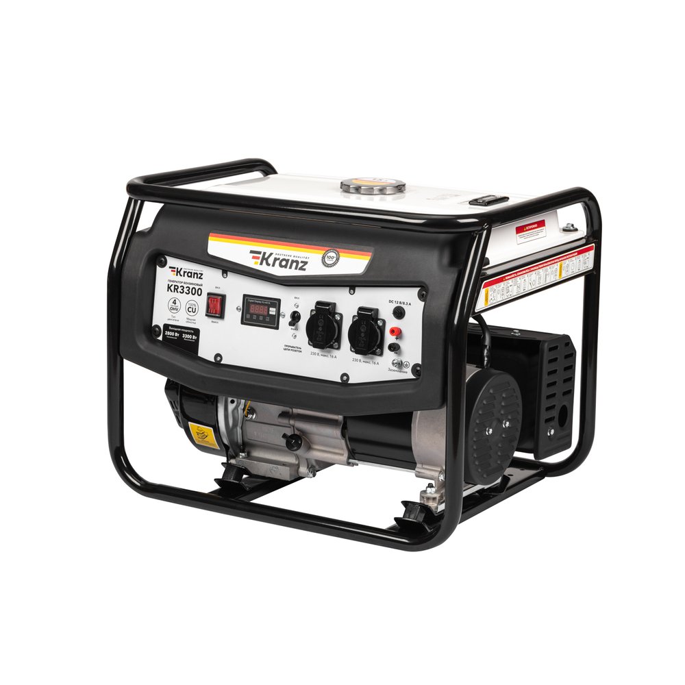 Бензиновый генератор KRANZ KR3300 3,3 кВт, 230 В, 15 л, ручной стартер KR-16-1133
