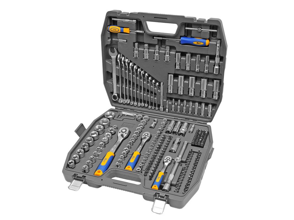 Набор инструмента 1/2 Dr 3/8 Dr и 1/4 Dr 218 предметов KRAFT KT 700684