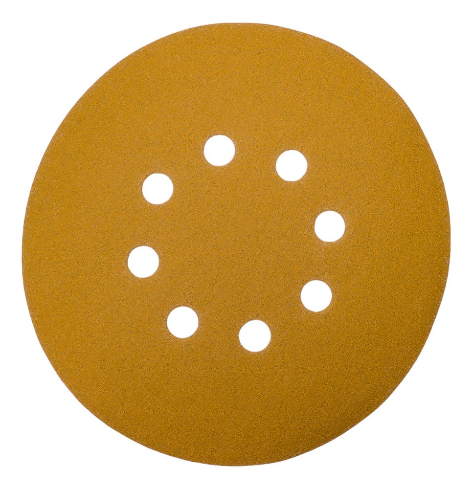 Диск абразивный с липучкой Sandpaper (yellow) 150 мм, 8 отверстий, P180, 5 шт BRUSHTEX 150Y8-180