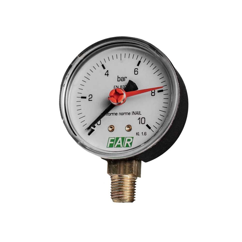 Манометр FAR 1/4', 0-10 бар, - 20-80 C, O 63 мм FA 2500 R10