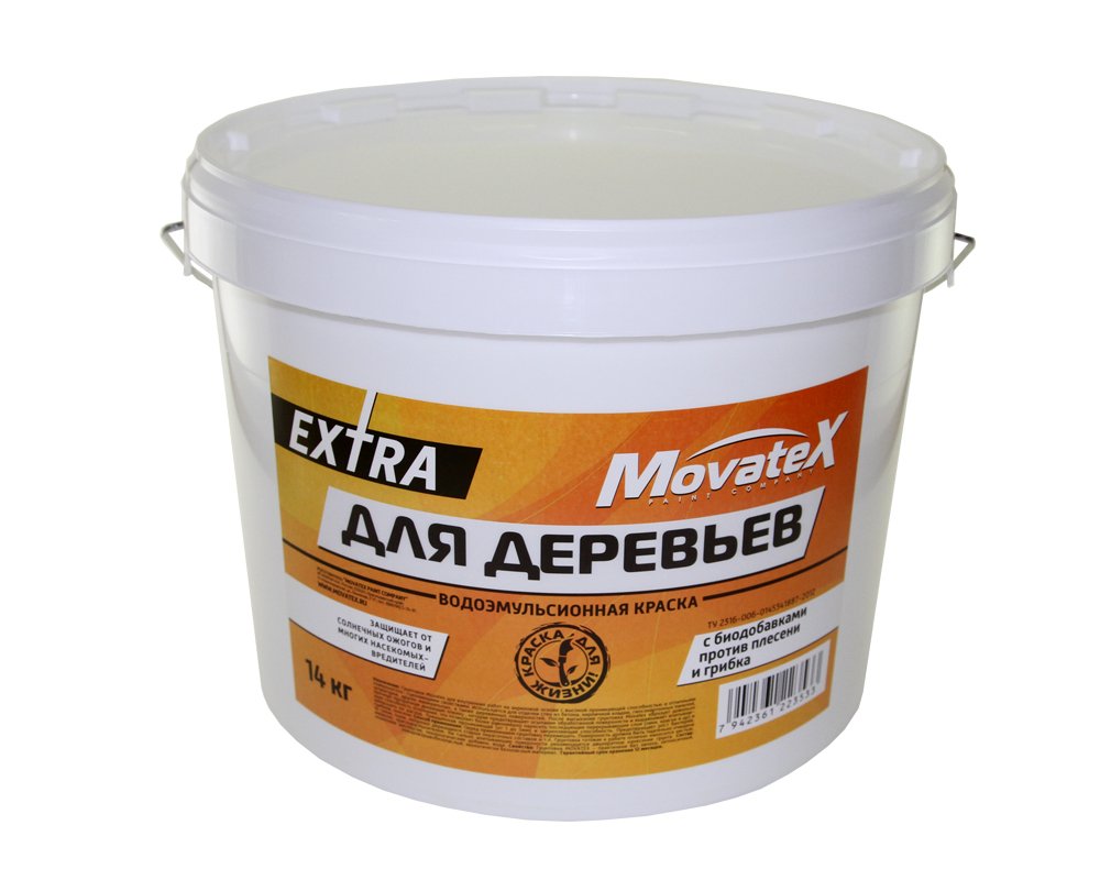 Водоэмульсионная краска Movatex EXTRA для деревьев, 14 кг Т08331