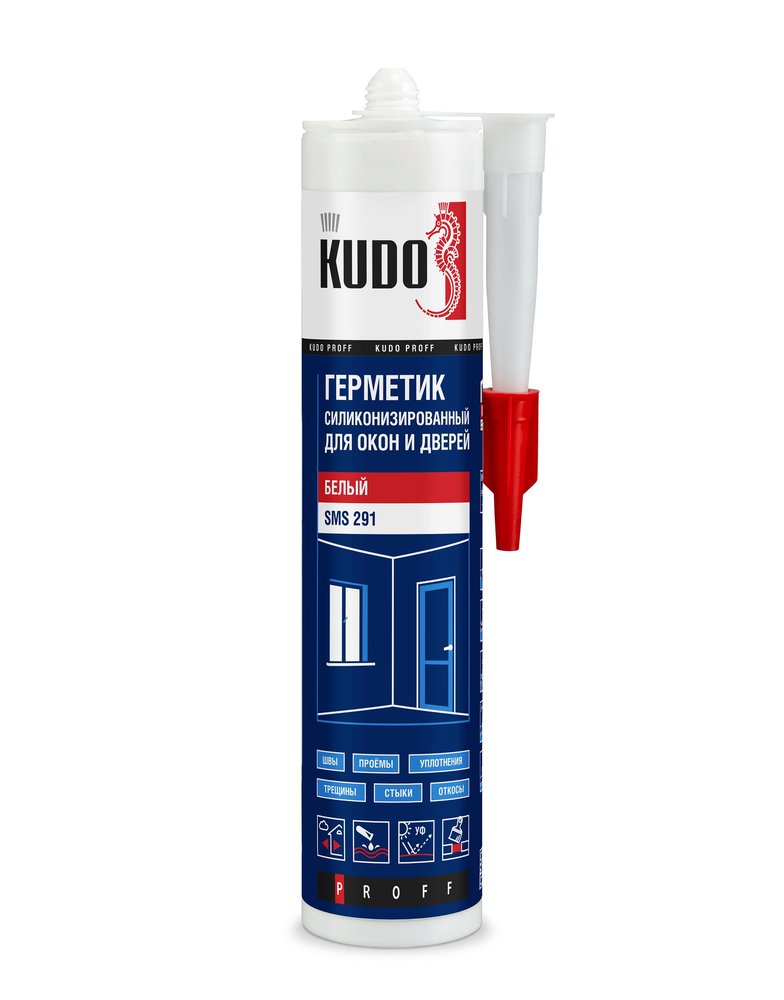 Силиконизированный герметик для окон и дверей KUDO PROFF (белый, 280 мл) SMS-291