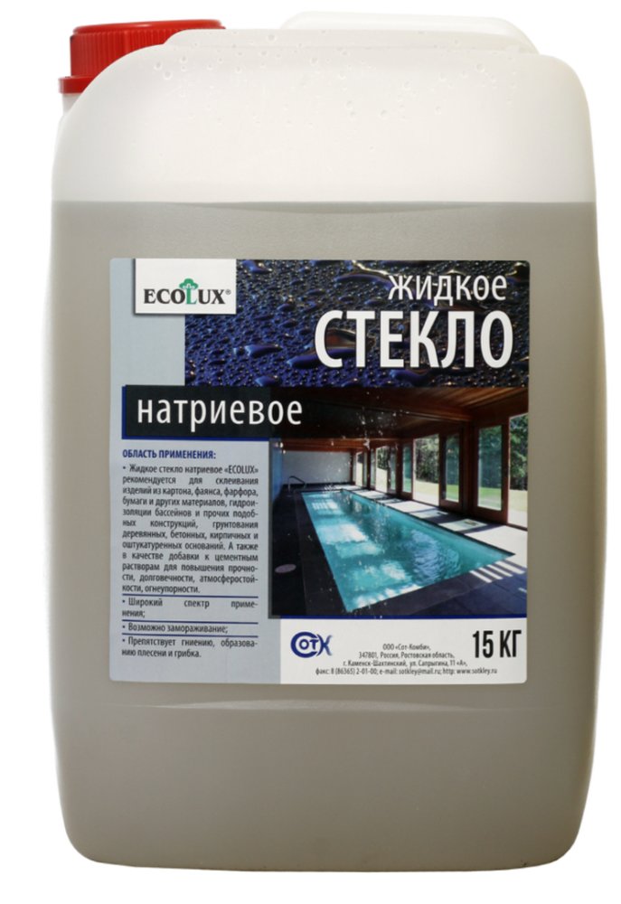 Жидкое натриевое стекло ECOLUX 15 кг 4607133682415