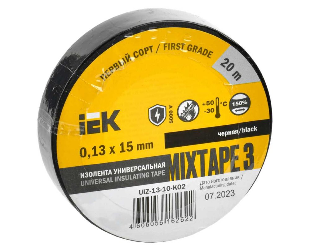 Изолента ПВХ 15мм, 20м, черная IEK ИЭК UIZ-13-10-K02