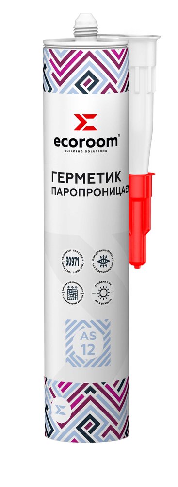Акриловый герметик ECOROOM AS-12 паропроницаемый, белый, 310мл 224-1-310