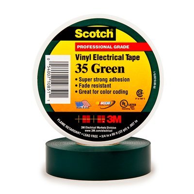 Изоляционная лента высшего класса 3М Scotch 35 зеленая 19мм х 20м х 0,18мм 7000031669
