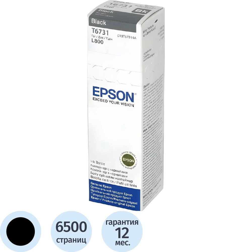 Чернила Epson T6731 C13T67314A/C13T673198 чер. для L800