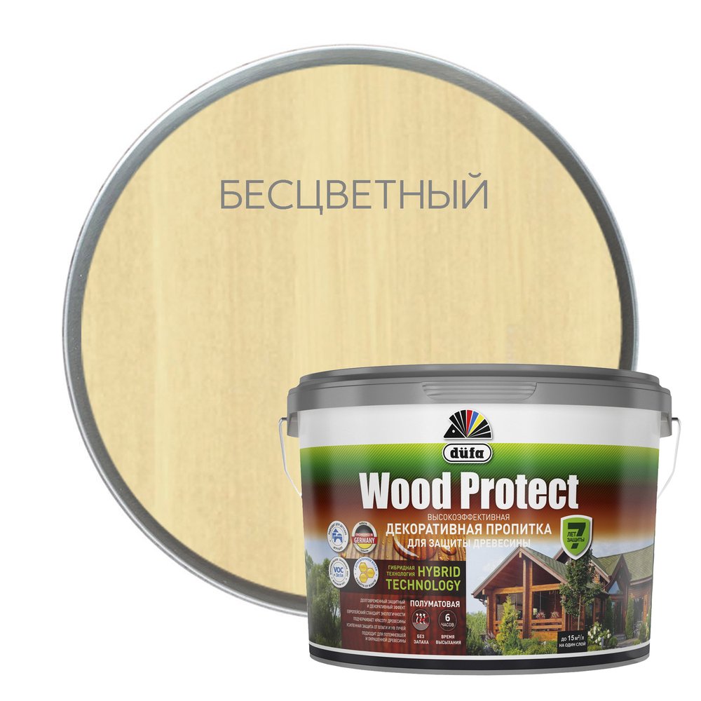 Пропитка Dufa WOOD PROTECT бесцветная, 9 л МП00-011078