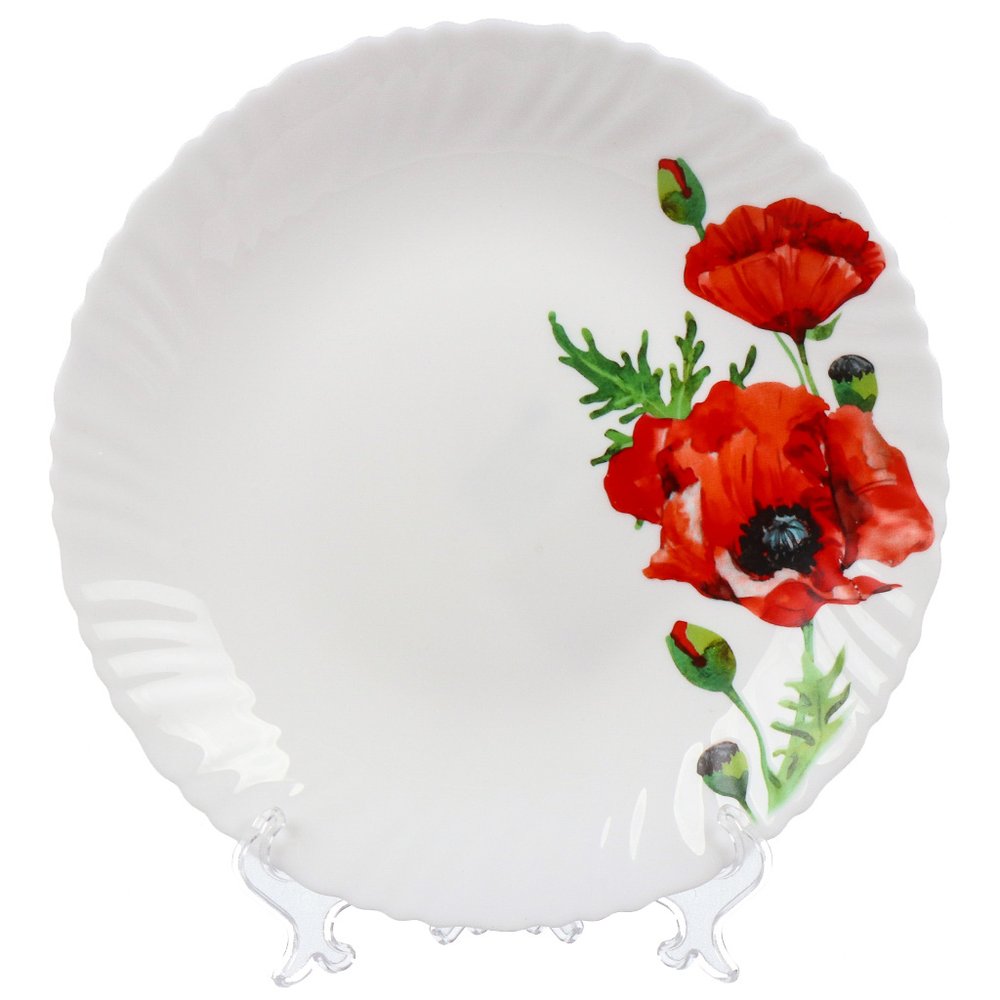 Тарелка DANIKS обеденная, стеклокерамика, 24 см, круглая, алый мак, lhp95/k1929 448957