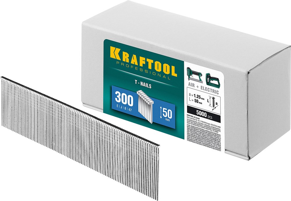 Гвозди для нейлера KRAFTOOL тип 18GA (47/300/F) 50мм, 5000 шт, 31785-50