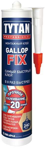 Монтажный клей TYTAN PROFESSIONAL Gallop Fix, 290 мл, белый 53241