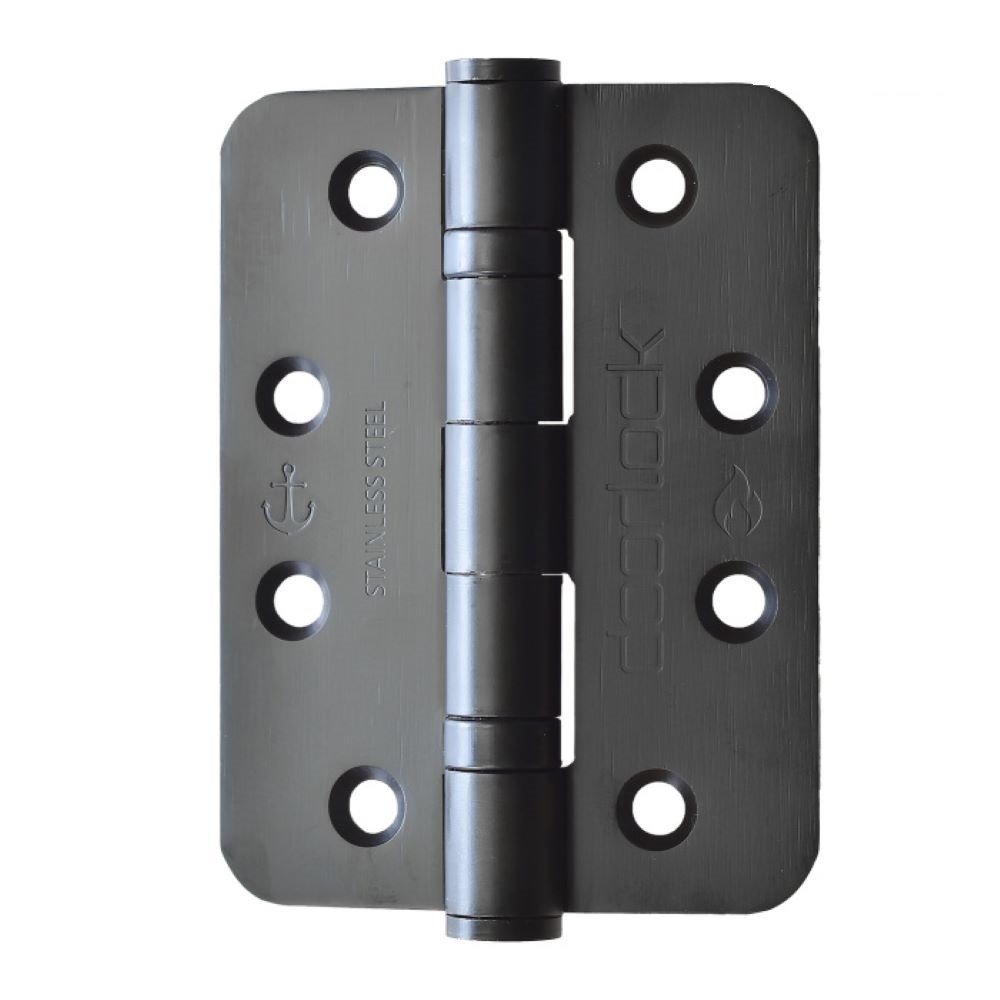 Комплект карточных петель Doorlock dl h102/76/2b/r/sss/black matt черная матовая, 102x76x3 мм, 2 штуки, скругленные 74078