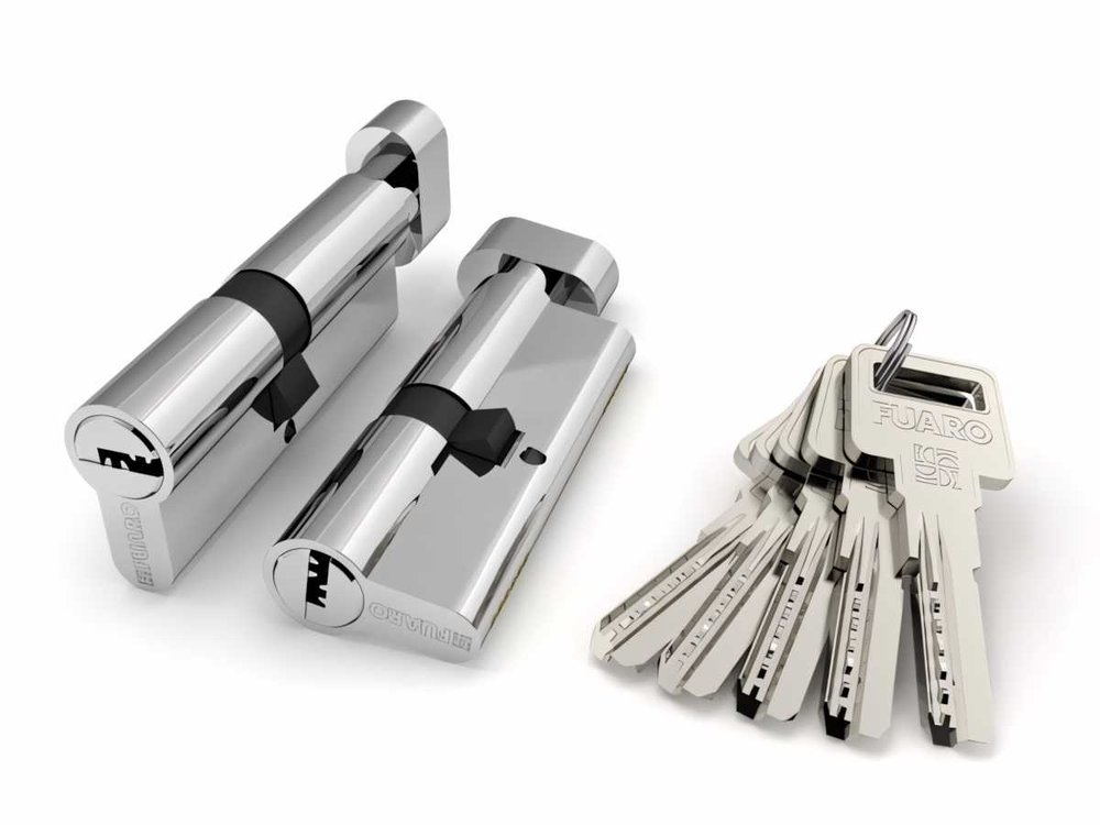 Цилиндровый механизм с вертушкой Fuaro R602/100 mm /45+10+45/ CP хром 5 кл. 30451