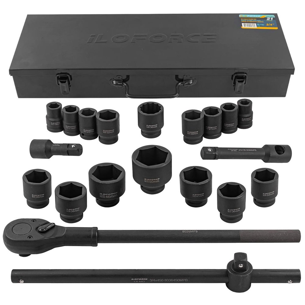 Набор инструментов ударных iLOFORCE 21пр, 3/4' (6гр.) IF-6212-5MPB(58979)