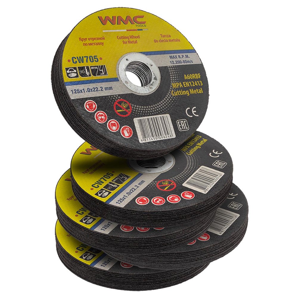 Круг отрезной WMC TOOLS 125x1.0x22.2мм-50шт WMC-CW705(50 шт к-т)(59691) WMC-CW705/50 шт к-т/(59691)