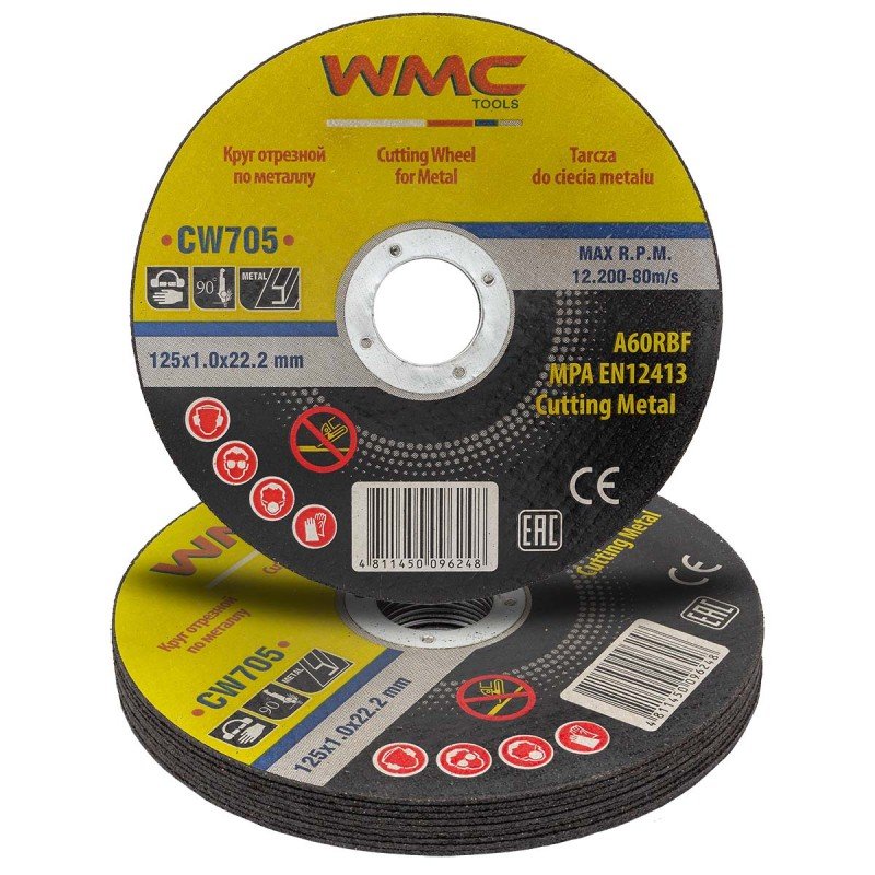 Круг отрезной 125x1.0x22.2 мм, 10 шт WMC TOOLS WMC-CW705/10 шт к-т/(59860)