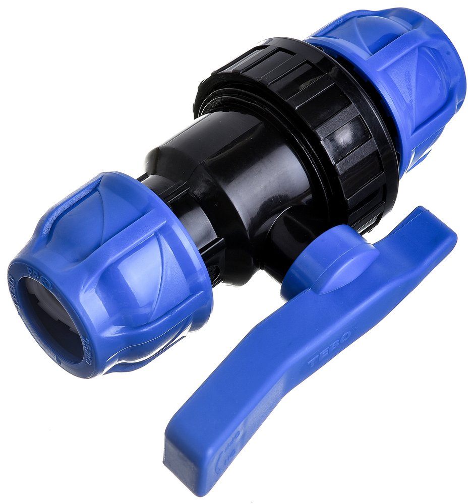 Компрессионный шаровой кран ПНД TEBO 25x25 T-ПНД.Кш.0.25-25.CN