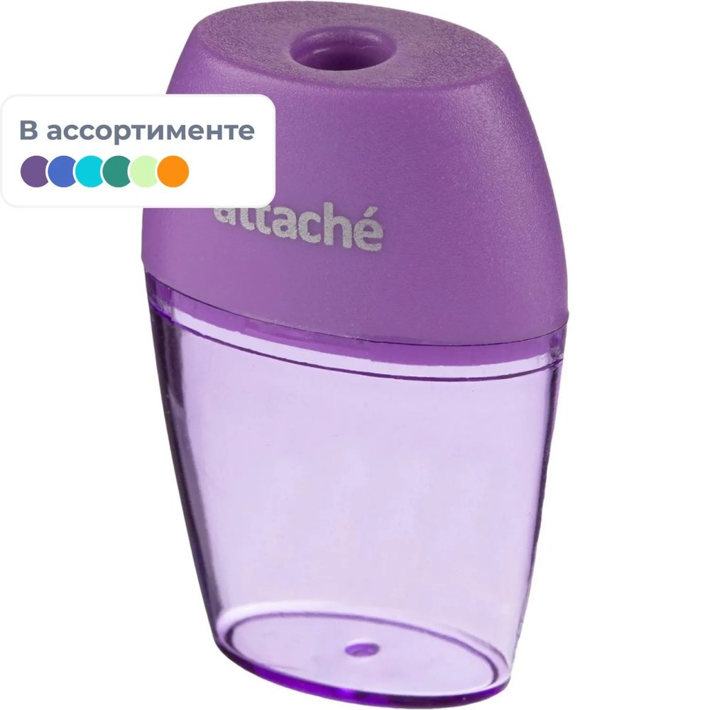 Точилка Attache Bright Colours 1 отв., цветной контейнер, ассорти
