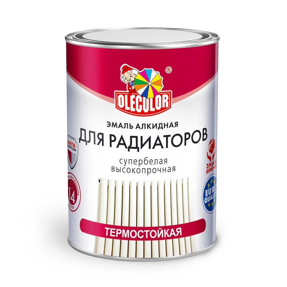 Алкидная эмаль для радиаторов OLECOLOR белый, 0.9 кг 4300000703