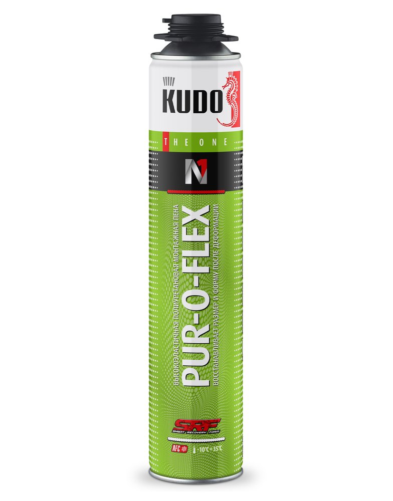 Эластичная монтажная пена KUDO Pur-o-flex профессиональная, всесезонная KUPP10FL35+