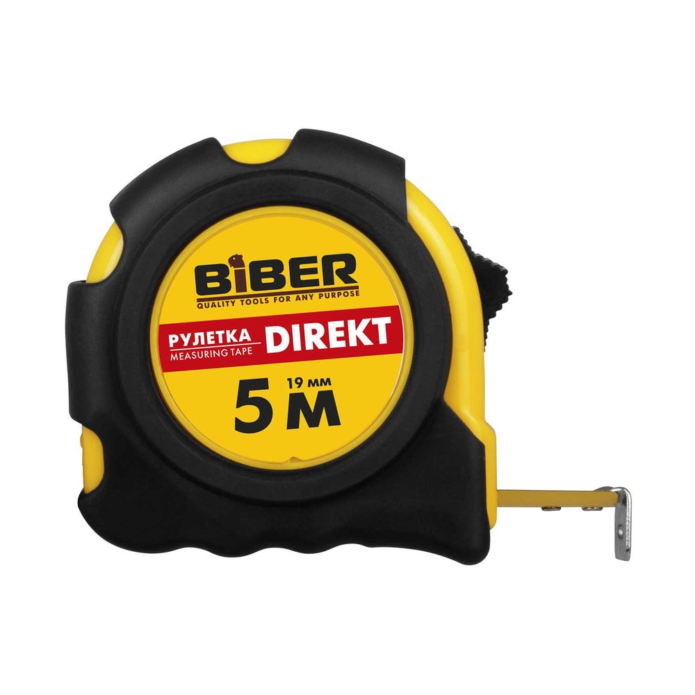 Рулетка (обрезиненный корпус, 5 м х 19 мм) Biber DIREKT 40103 тов-049302