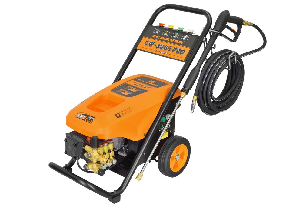 Мойка в/давл. CARVER  CW-3000 PRO 3.0 кВт, 130 бар, 11-14л/мин, латунь, самовсас, фрезы 4шт, колеса 01.023.00011