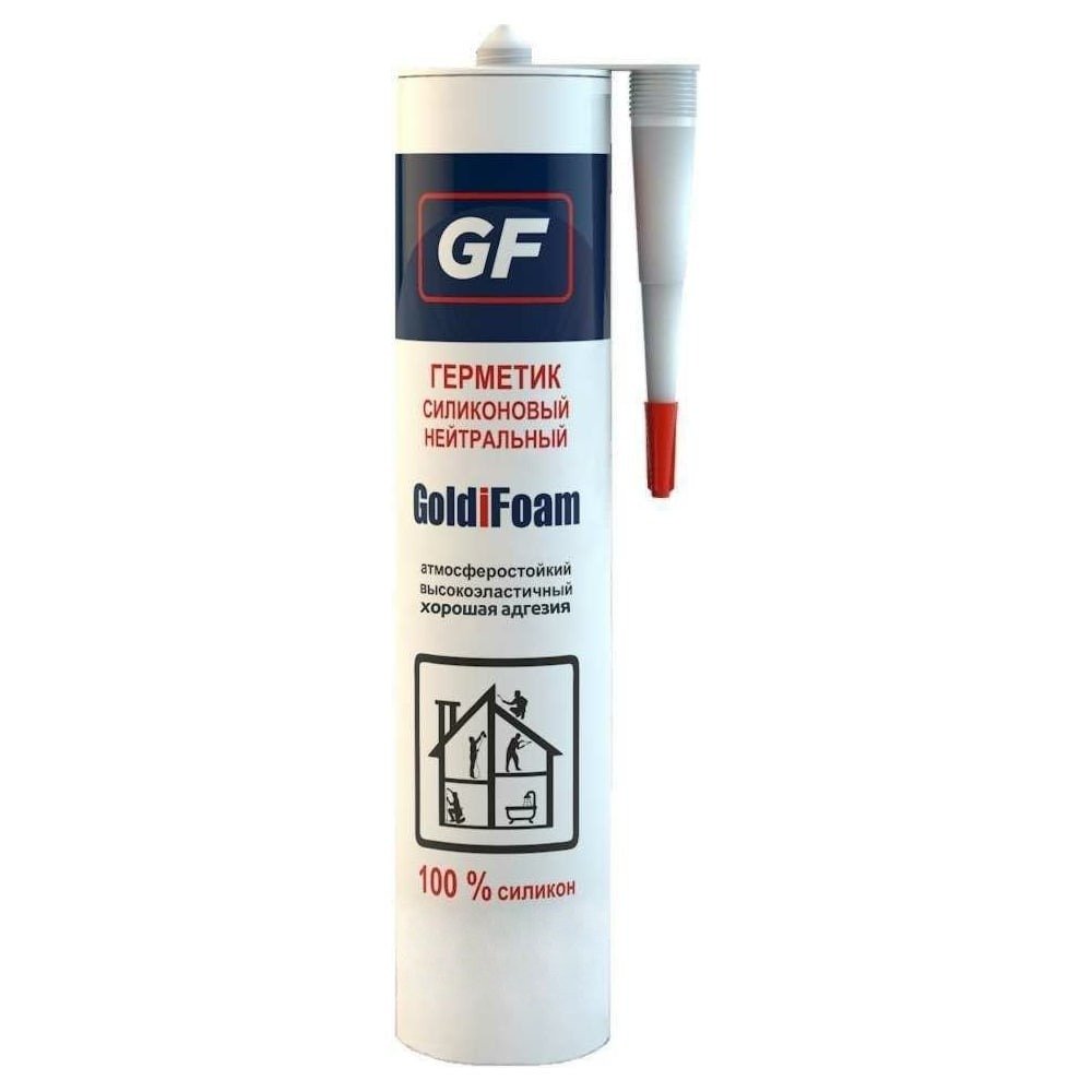 Герметик силиконовый нейтральный GoldiFoam белый, 260 ml 291260022