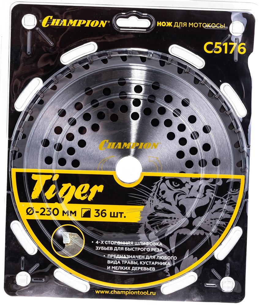 Нож с зубцами из твердого сплава Tiger (36 зубьев, 230х25,4 мм) CHAMPION C5176
