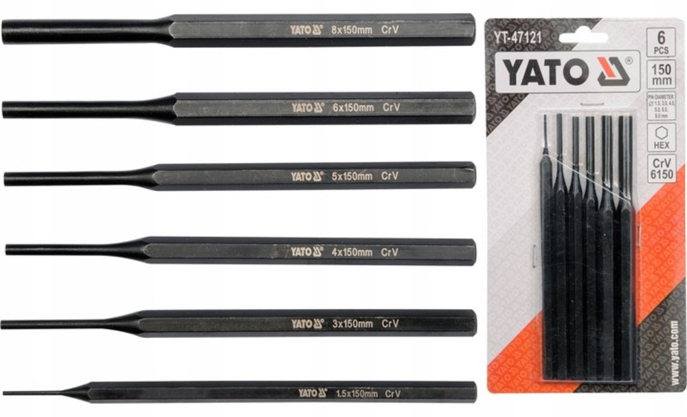 Набор выколоток YATO 1,5-8мм 6 предметов YT-47121 371447121 092 1