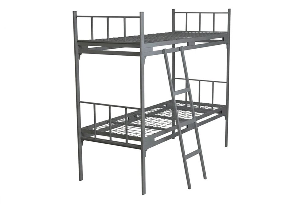 Двухъярусная металлическая кровать Sebmet с лестницей Strong (800х1900, сетка 100х50, 3 усиления) К2-80190-10050-3УЛ