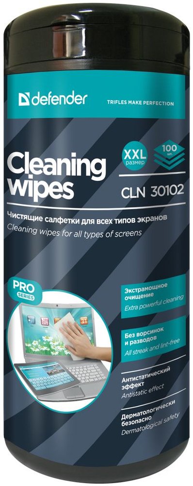 Салфетки для экранов Defender CLNPro 100 шт, туба, витлейд 30102