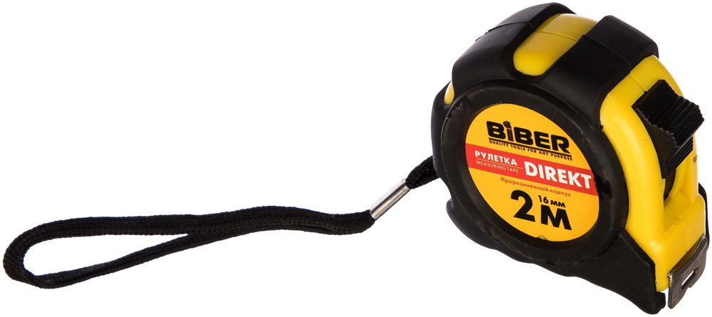 Рулетка (обрезиненный корпус, 2 м х 16 мм) Biber DIREKT 40101 тов-054499