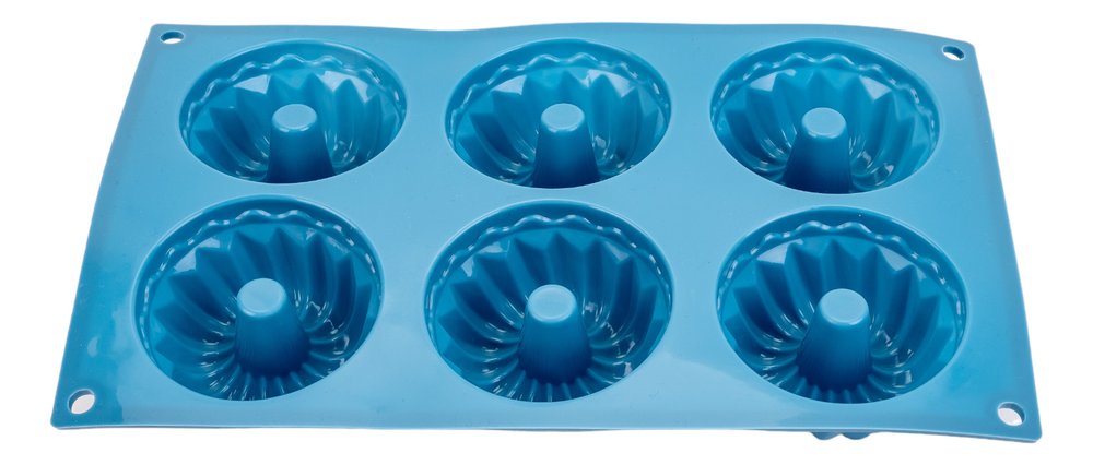 Форма для выпечки PERFECTO LINEA силиконовая, прямоугольная, на 6 кексов, 28.5x17.5x4 см, голубая 20-003728