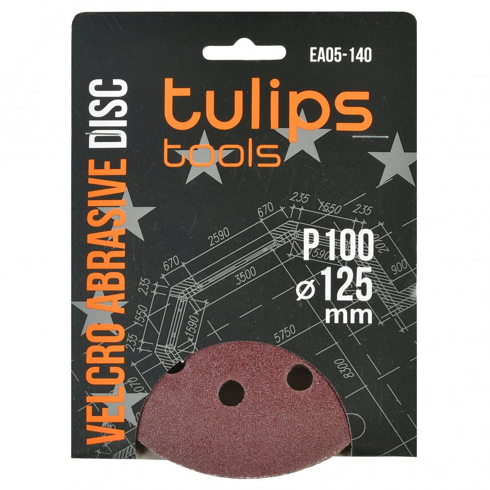 Диск шлифовальный с липучкой (5 шт, 125 мм, P100) Tulips tools EA05-140