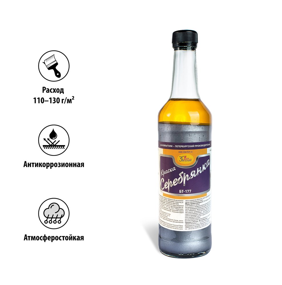 Краска БТ-177 НОВБЫТХИМ серебрянка 0,5л 1822