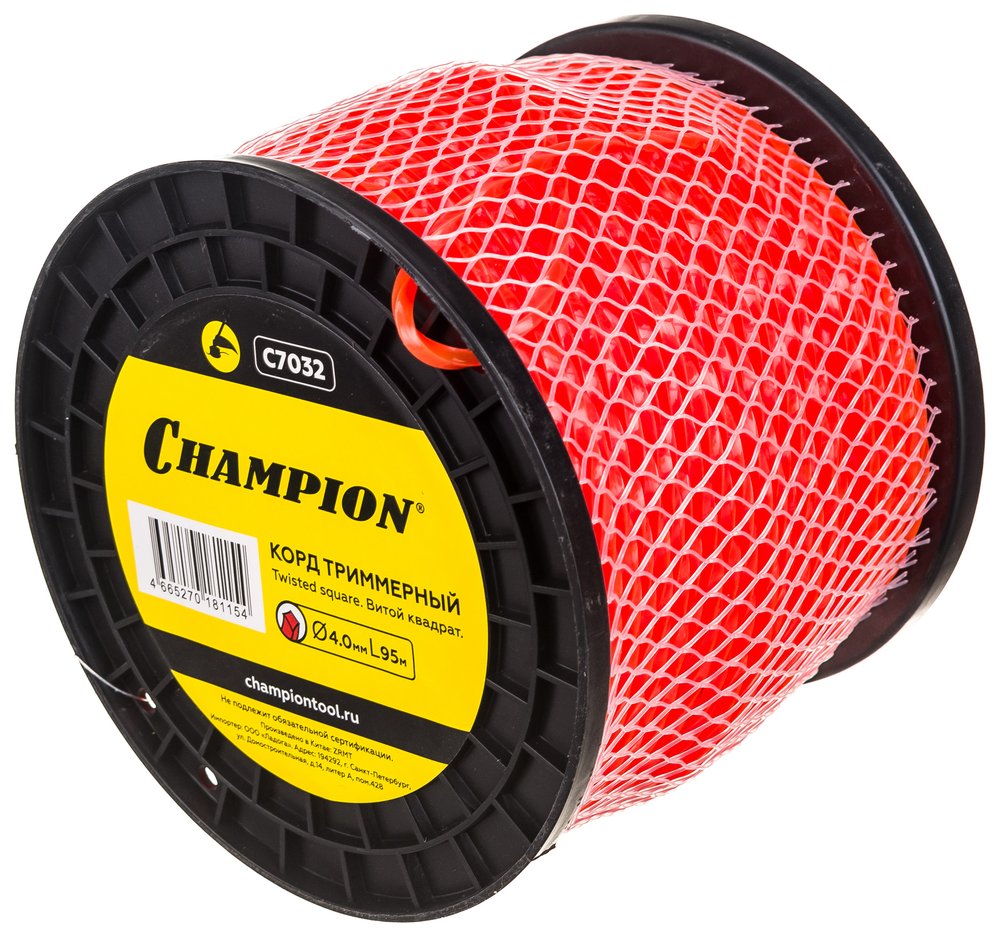 Корд триммерный Twisted Square, нож для отреза (4.0 мм, 95 м) CHAMPION C7032