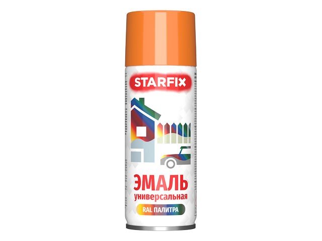 Краска-эмаль аэрозольная универсальная STARFIX оранжевый, 520 мл (2004) SM-96032-1