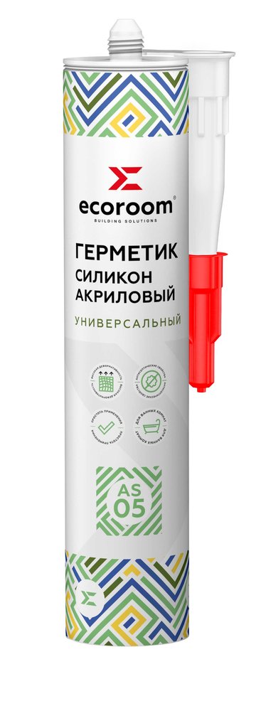 Силиконакриловый герметик ECOROOM AS-05 универсальный, белый, 310 мл 221-1-310