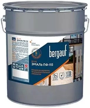 Эмаль Bergauf пф-115 алкидная для деревянных, металлических и бетонных поверхностей светло-серая, 6 кг 71507
