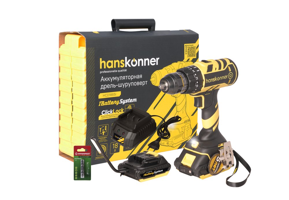 Аккумуляторный шуруповерт Hanskonner HCD1865I