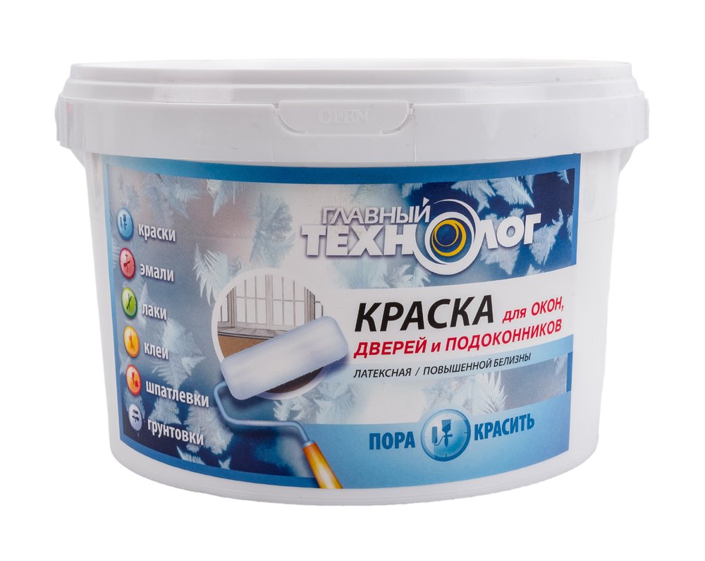 Латексная краска для окон, дверей, подоконников НОВБЫТХИМ белая 2,4кг 1097
