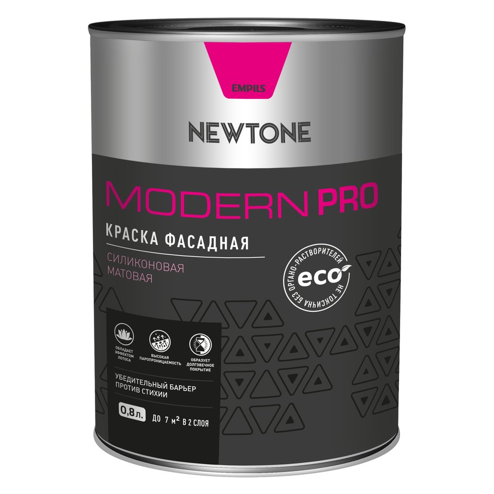 Фасадная краска Newtone MODERN PRO, ВД, силиконовая, База А NEW, 0.8 л, 1.1 кг 81595