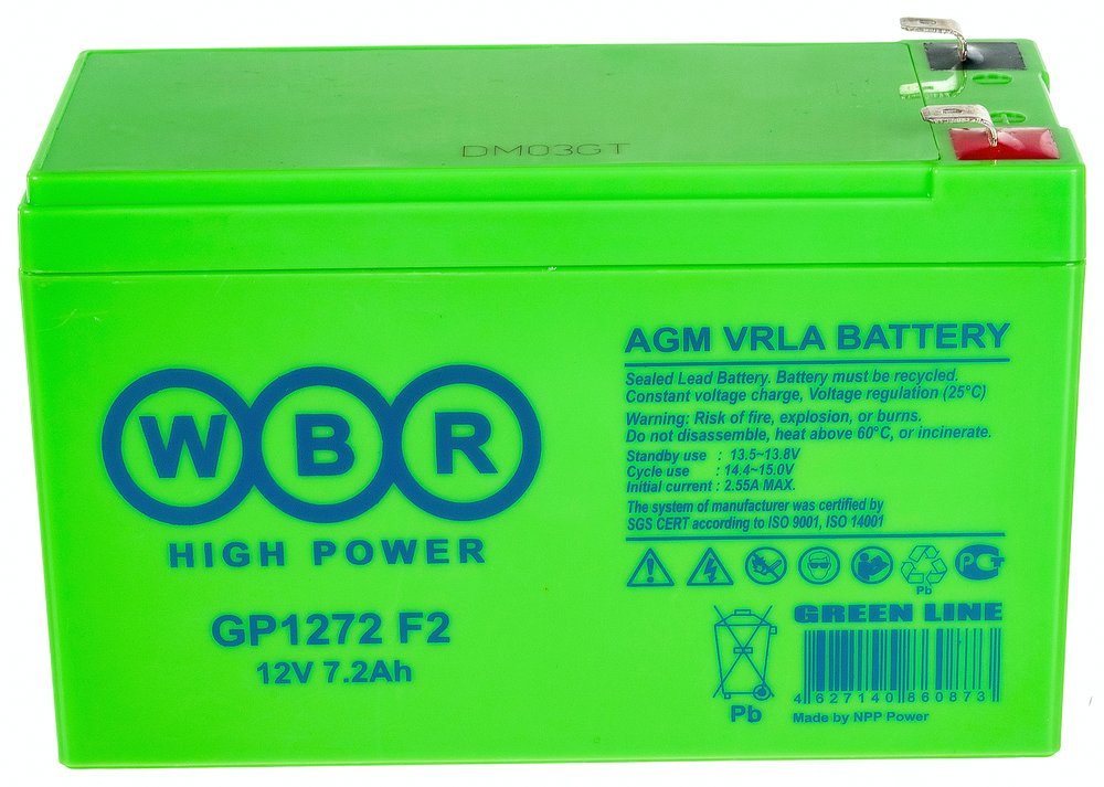Аккумулятор для ИБП WBR GP1272 F2 12В, 7,2 Ач УТ-00000212