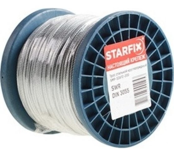 Круглопрядный стальной трос STARFIX SWR М1.5, DIN 3055, бухта 200 м SMP-53685-200