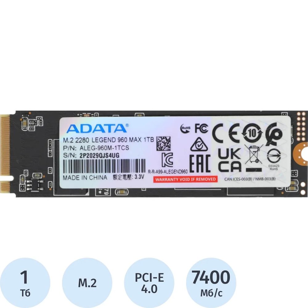 SSD накопитель ADATA LEGEND 960 MAX 1TB M.2 2280 PCIe4x4(ALEG-960M-1TCS)