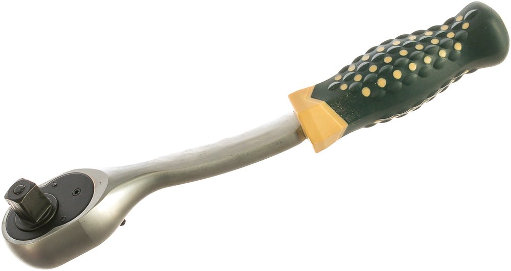 Трещотка Rockforce реверсивная усиленная изогнутая с резиновой ручкой 1/2 RF-802422(17877)