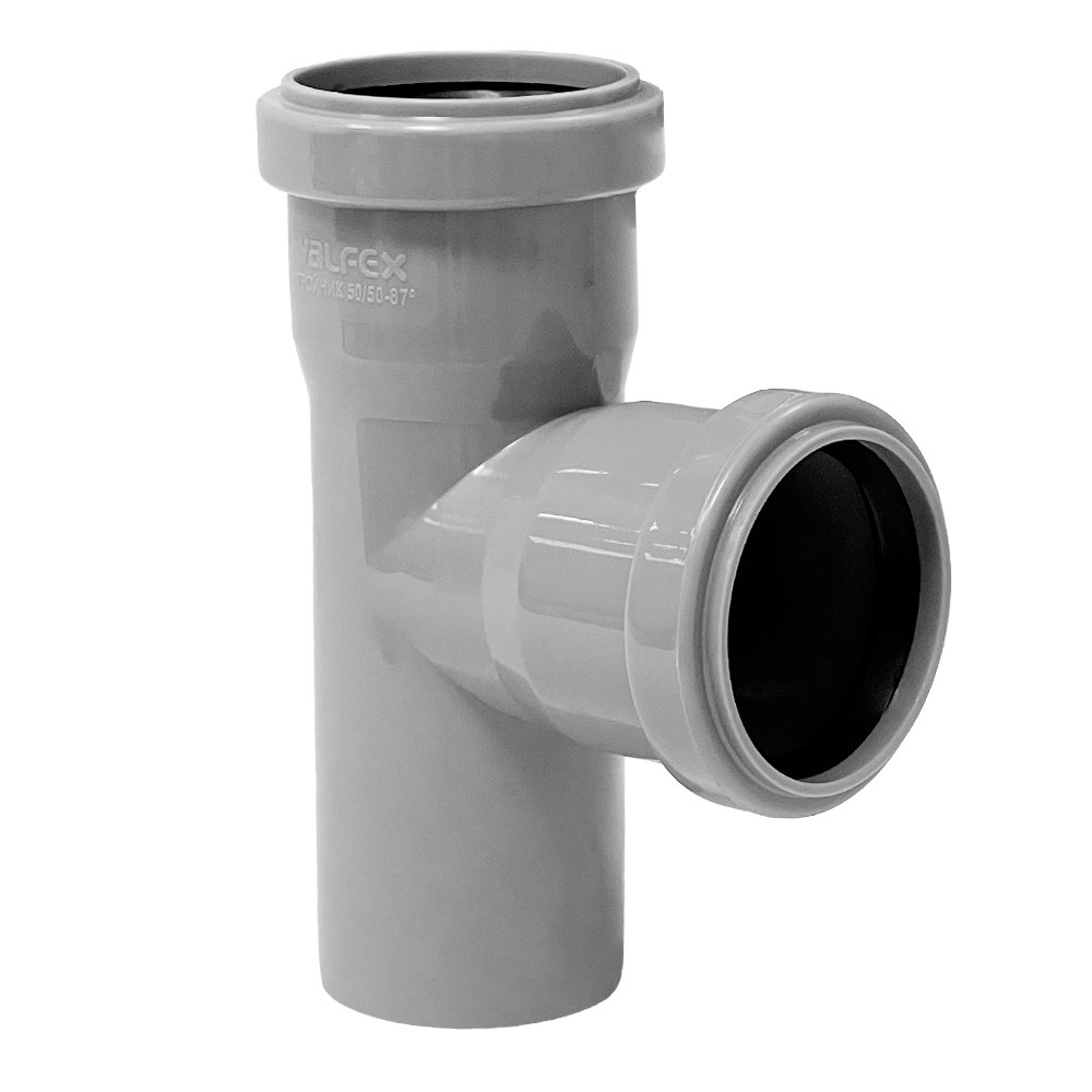 Тройник VALFEX 87.5 градусов, 50-50, внутренняя канализация 24050050