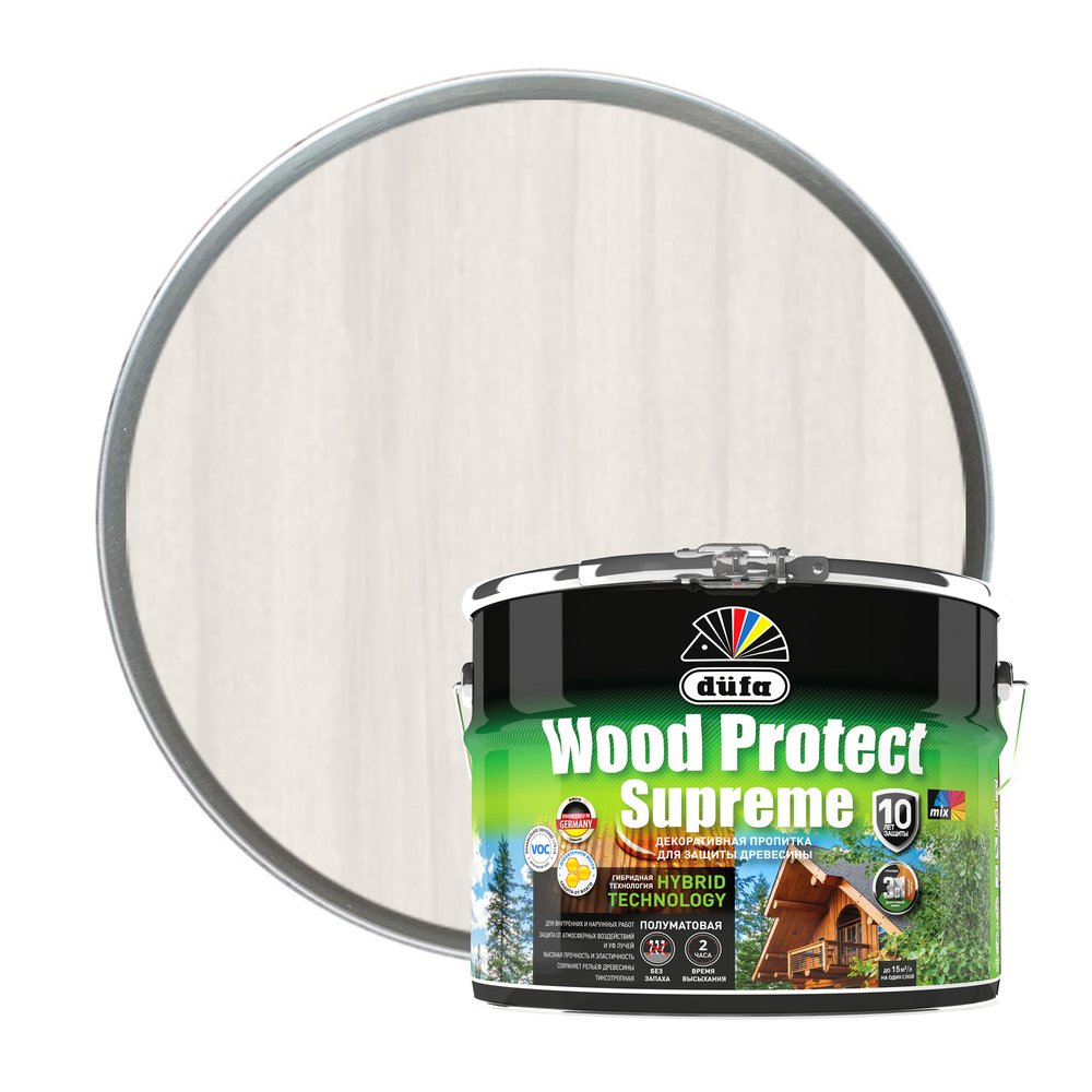 Пропитка Dufa WOOD PROTECT Supreme, белая 9 л МП00-008386