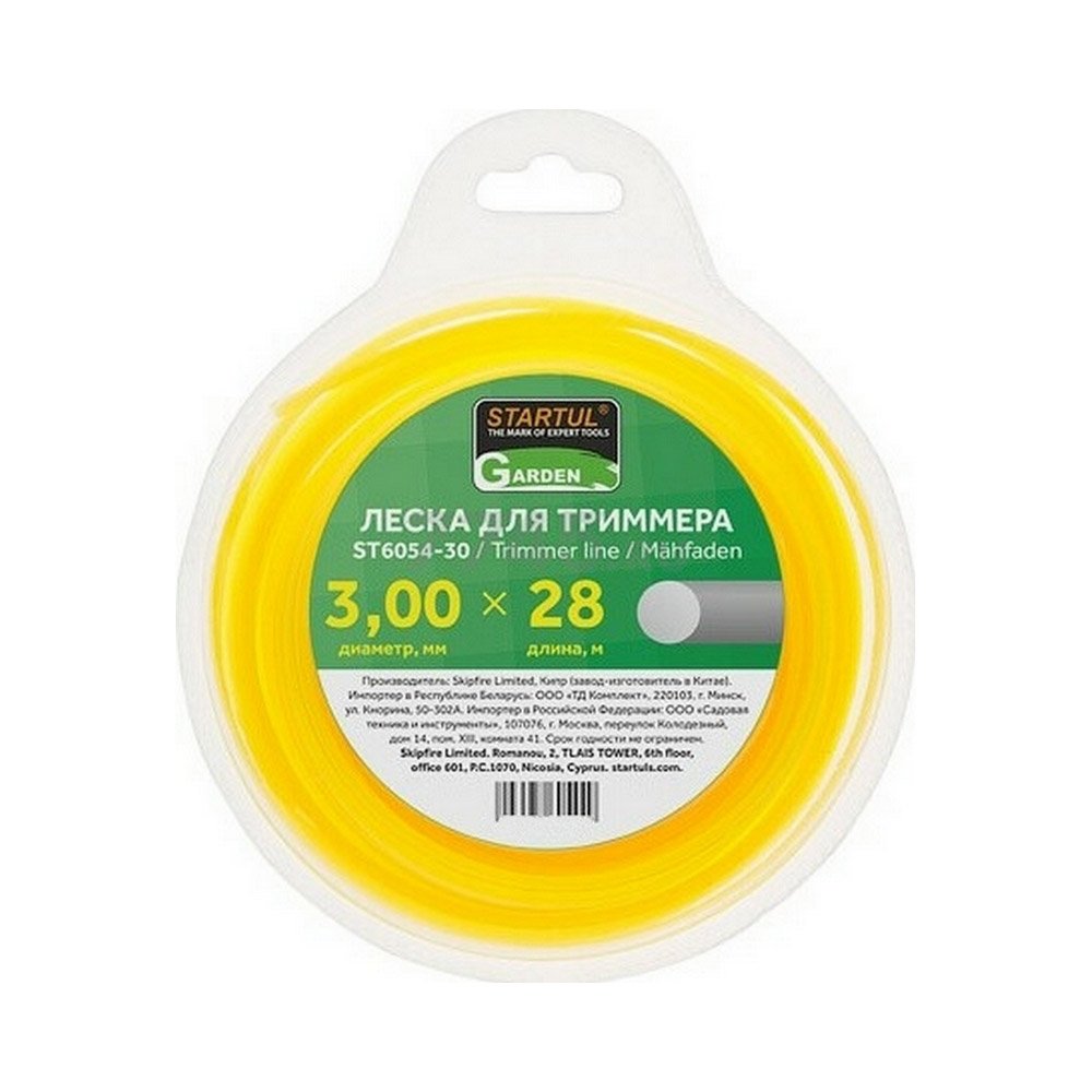 Леска для триммера Garden 3 мм, 28 м, сечение круглое STARTUL ST6054-30